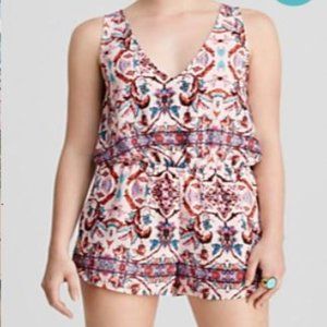 * Aqua Ginger Romper Soft Flowy Fabric Summer Elastic Waist V-Neck SMALL